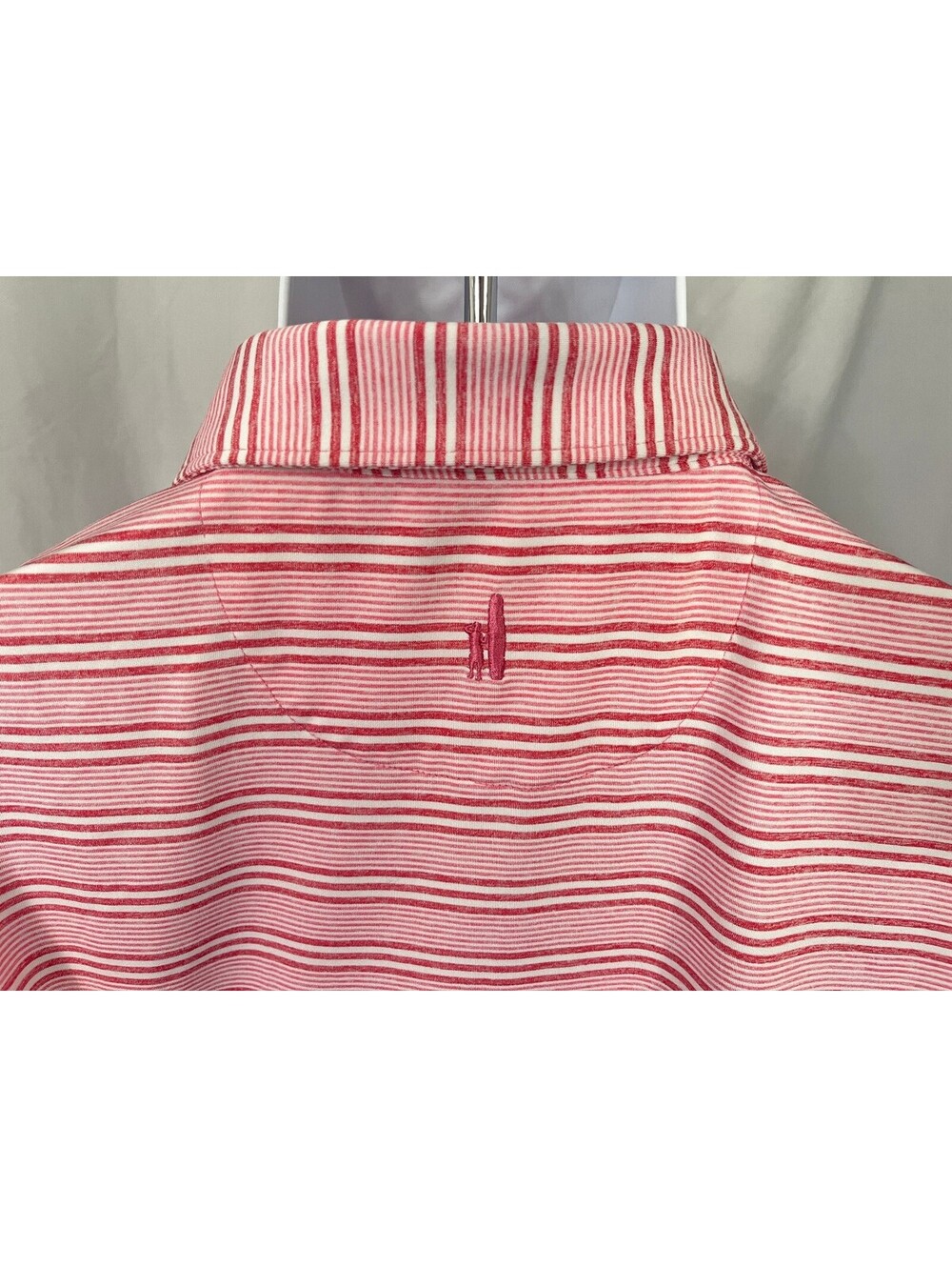 johnnie-O Men's Red White Striped Short Sleeve Performance Golf Polo Shirt XL
